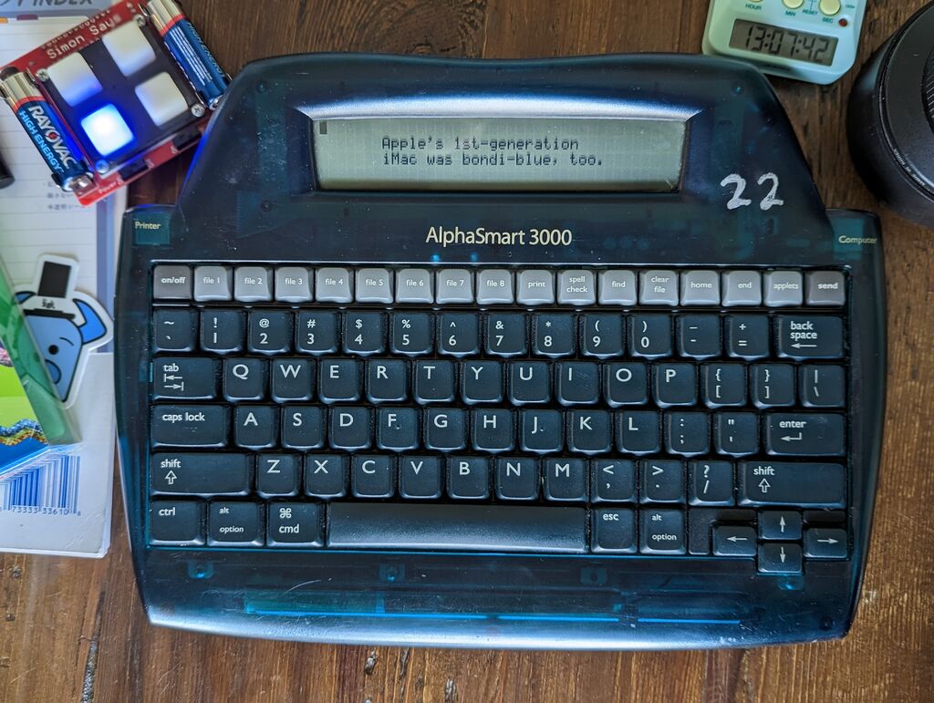 AlphaSmart3000, in its Bondi-blue glory