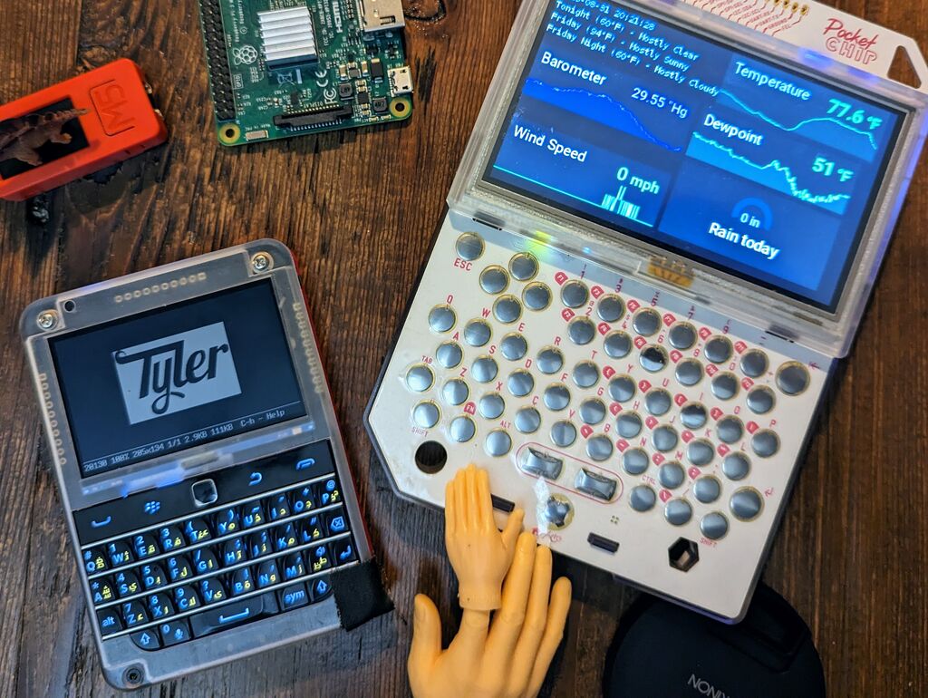 The PocketCHIP next to its spiritual successor